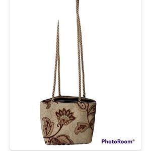 Vintage Boho style tapestry bag with rope style strap